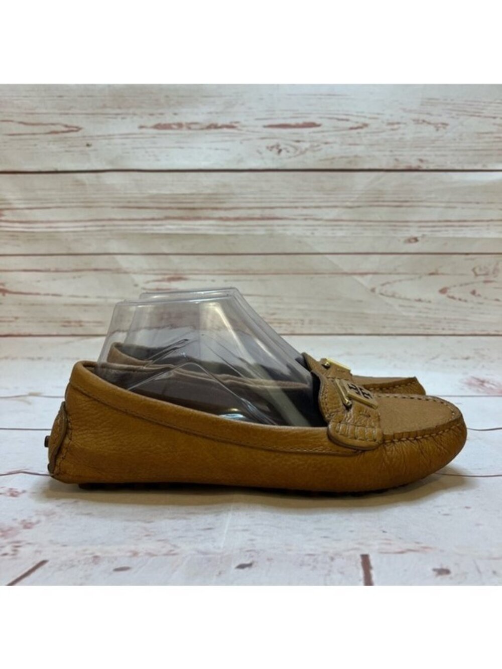 Tory Burch Tan Leather Loafers w/ Gold Hardware Sz 7.5